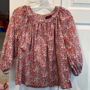 JCrew Size XS Red Floral Blouse Liberty Fabric